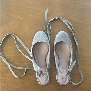 Madewell ballerina flats with tie up ankle
